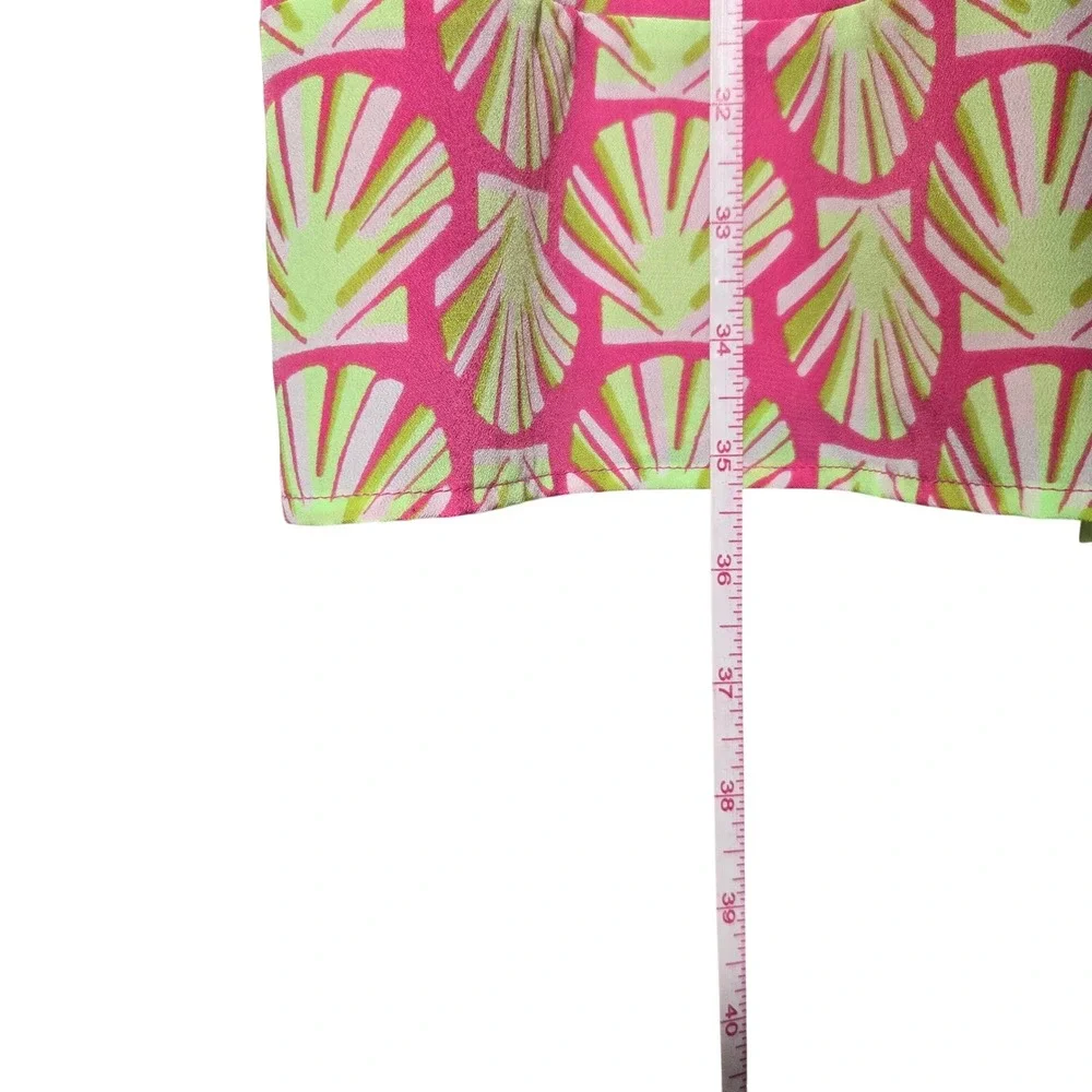 Crown & Ivy Seahorse Shell Tassel Shift Dress Pink Green 14 Preppy Beach Resort - Picture 6 of 8